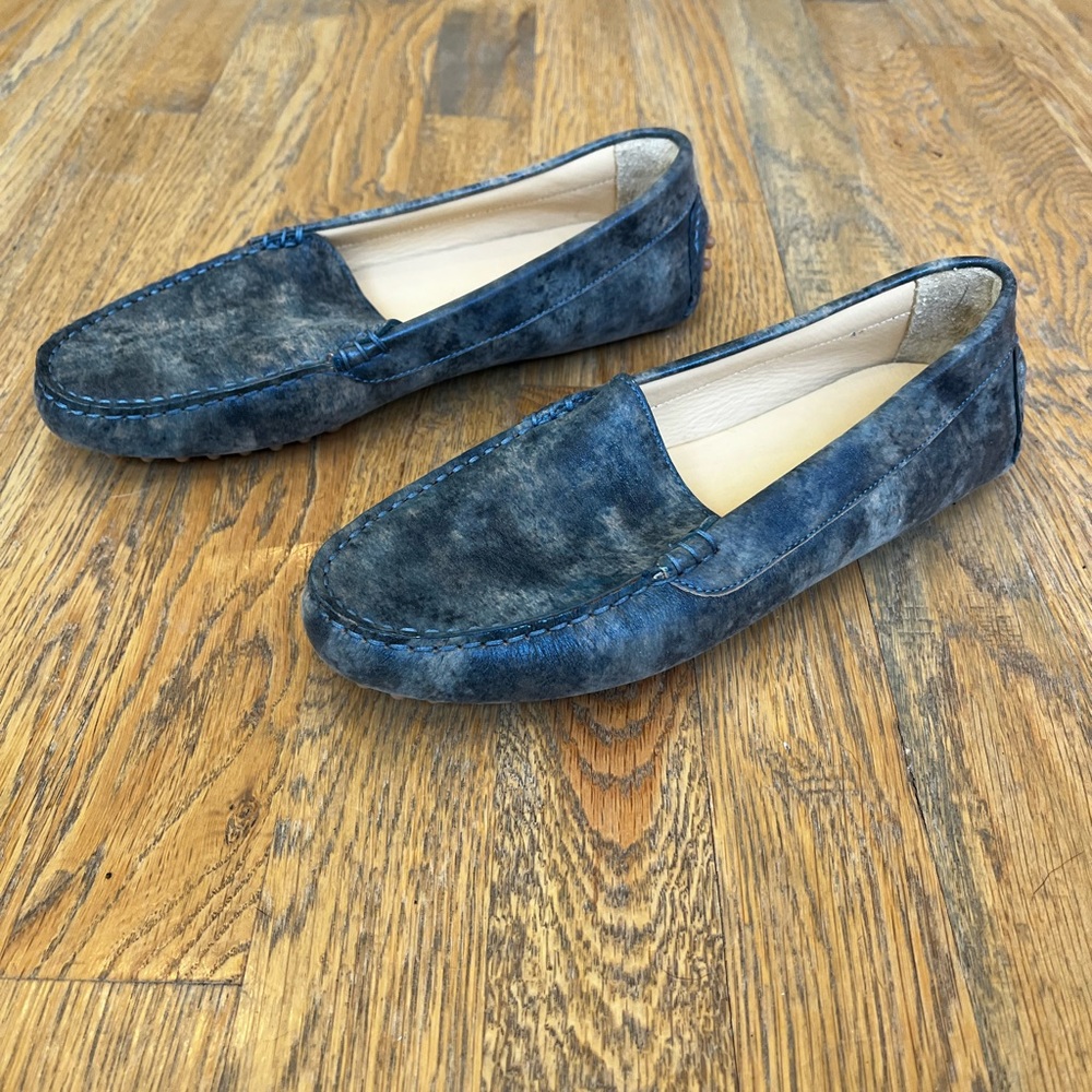 M. Gemi blue soft tie dye shimmer leather loafers size EU 38